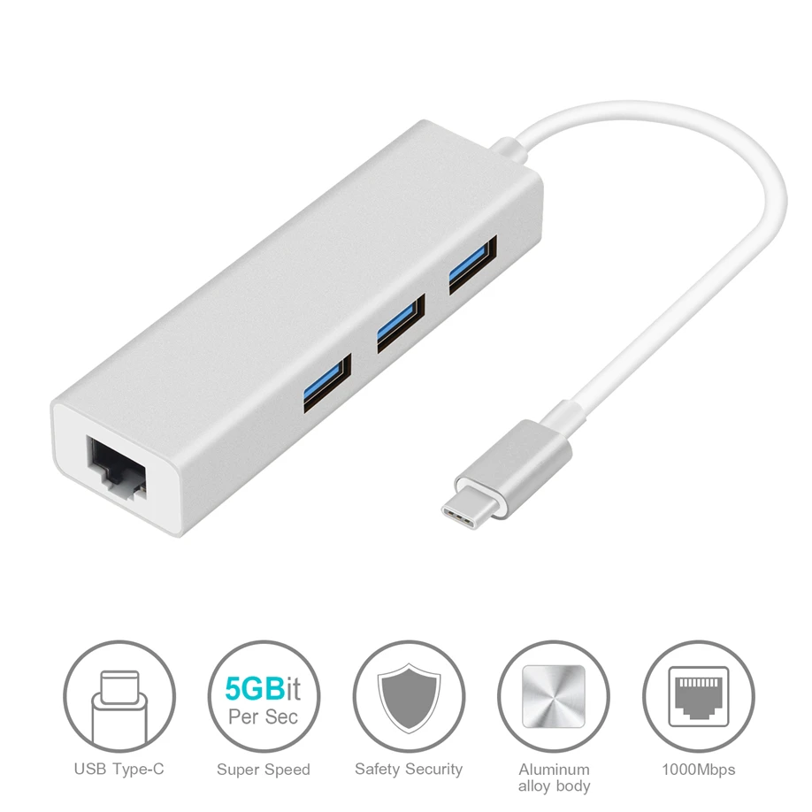cheap new design usb por hub USB cable converter 3.0HUB wired Gigabit network card usbc to rj45 network port usb hubs