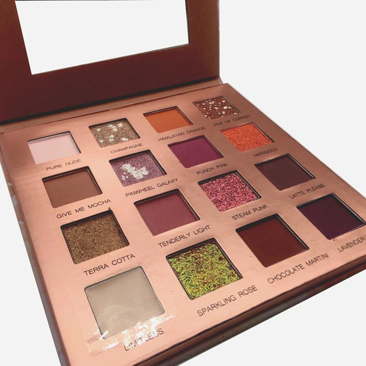 Бесплатные образцы сыпучих дешевые индивидуальные розовое золото тени для век палитры комплект