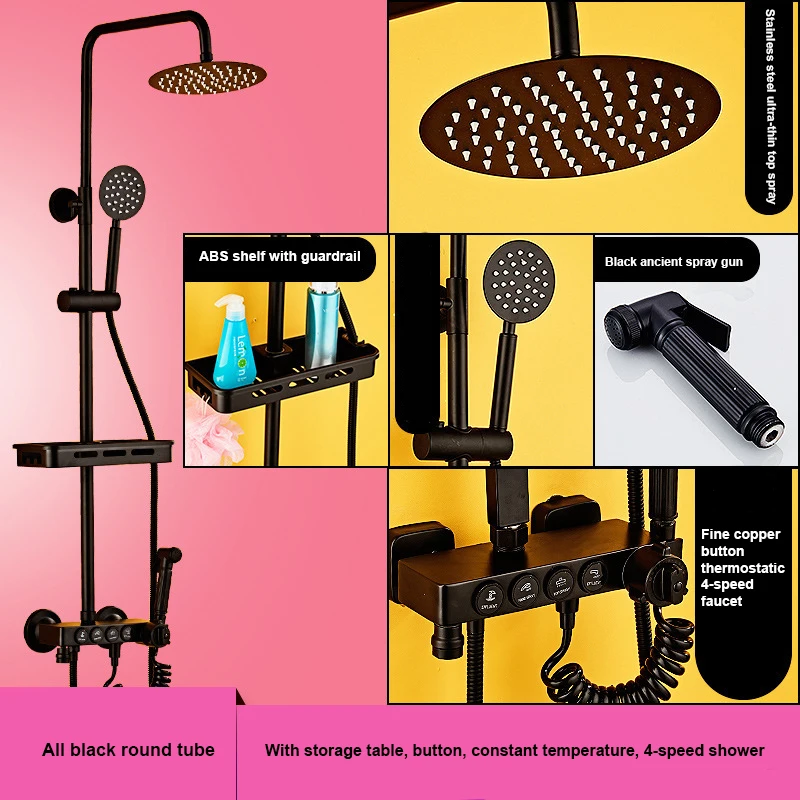 Pressurized Rainfall High Quality Brass Material Luxury Thermostatic Shower Bathroom Mixer Set with Temperature Digital Display