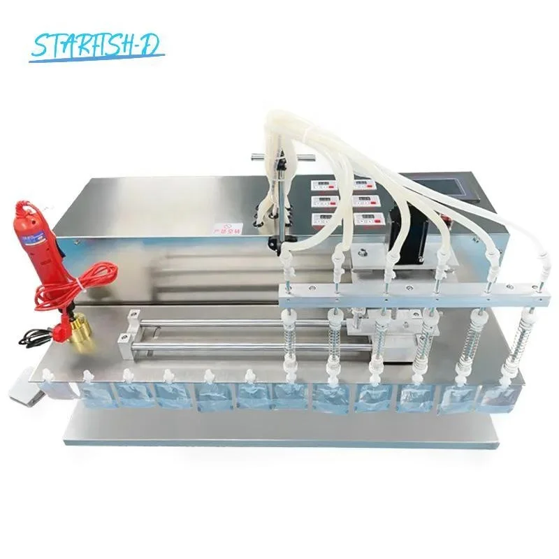 High Traffic SIX Head Automatic Water Juice Spout Pouch Bag Manual Slide Filling Machine And Capping Machine