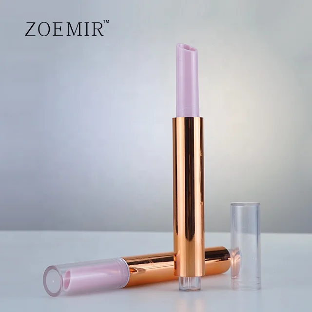 Metal rose gold lipstick pen makeup packaging tube clear button round lip balm pencil free samples