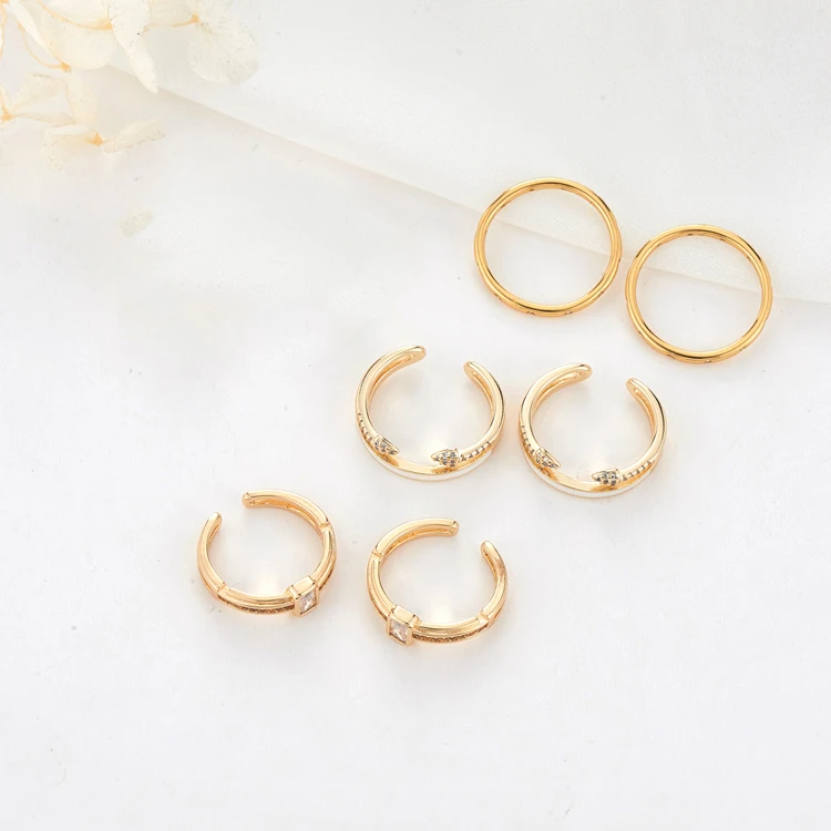Wholesale CZ 14K Gold Plated Brass Thin Finger Ring