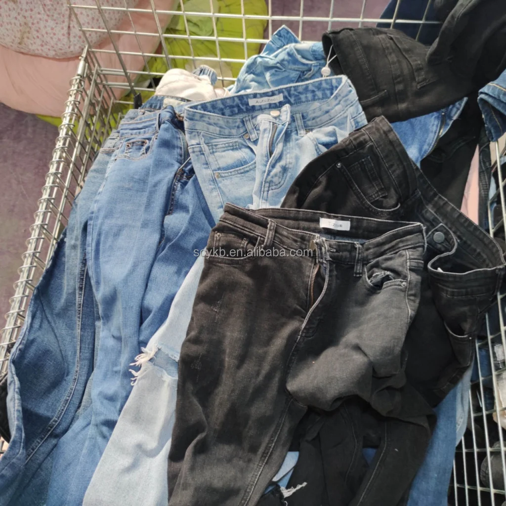 C14 Used clothes jeans in bales pretty color wholesale mixed color in bale second hand assorted bulk for men pants