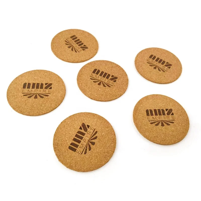 Natural Round Cork Coasters With Metal Holder  Thick Cold Drinks Wine Glasses Mugs Cups Cork Coaster