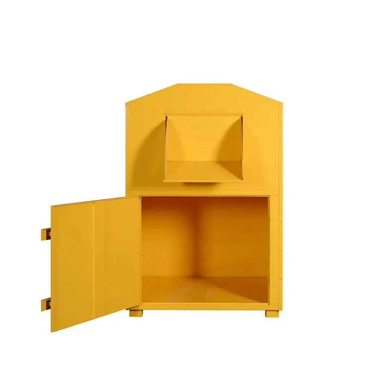 Good quality and affordable sales clothes book recycle donation bin made of steel hot sale bins