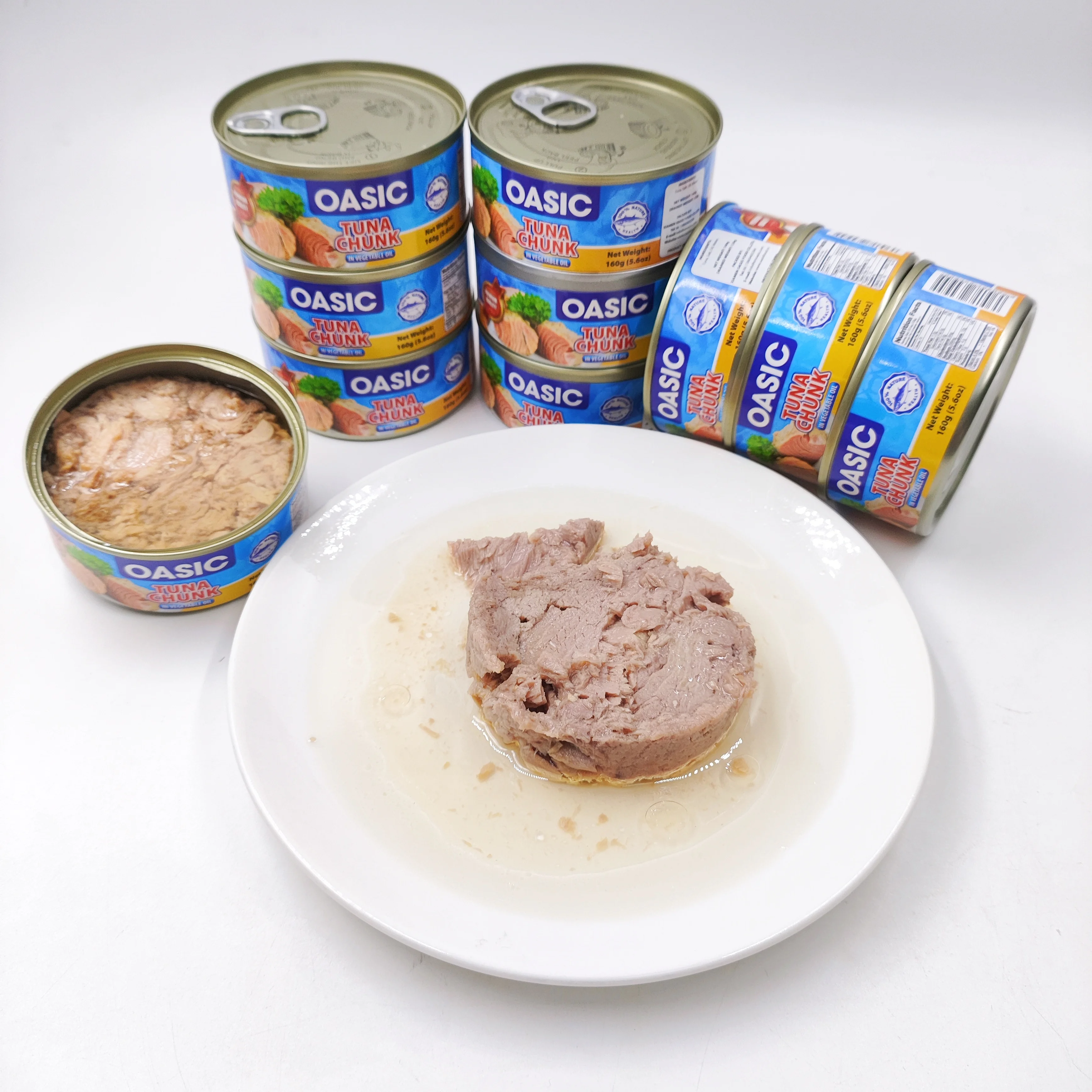 Fresh High Quality 160g Canned Tuna in Oil / Brine Factory Wholesale Skipjack Bonito HALAL