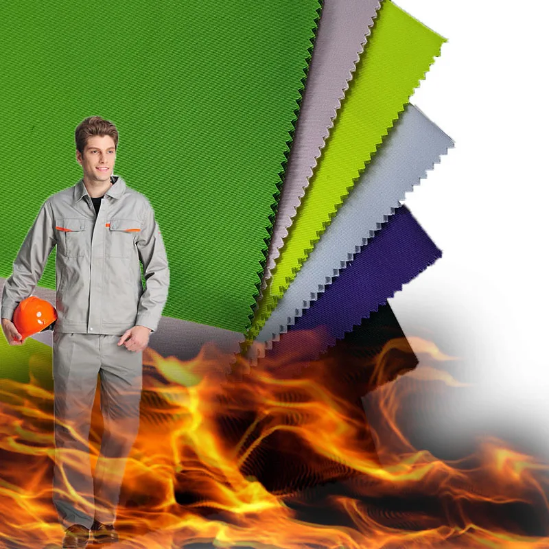 100Cotton FR Fabric for Clothing Flame Retardant Anti Static Orange Coverall Custom Made 220GSM Workwear Oil Gas Industrial