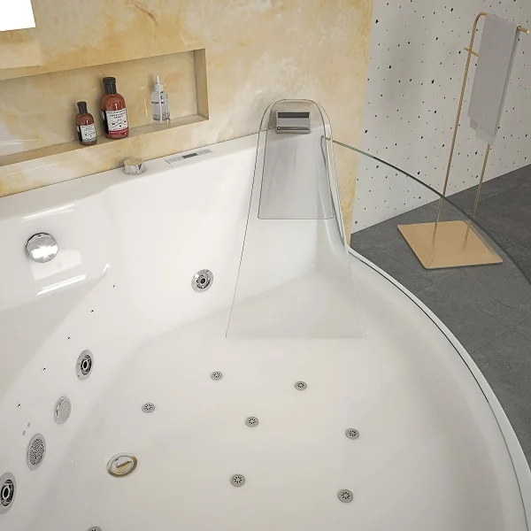 Luxury Design 1.29m White Acrylic Whirlpool Bathtub Free Standing Four Big Jets Big Window Two Pillows Massage Function Included