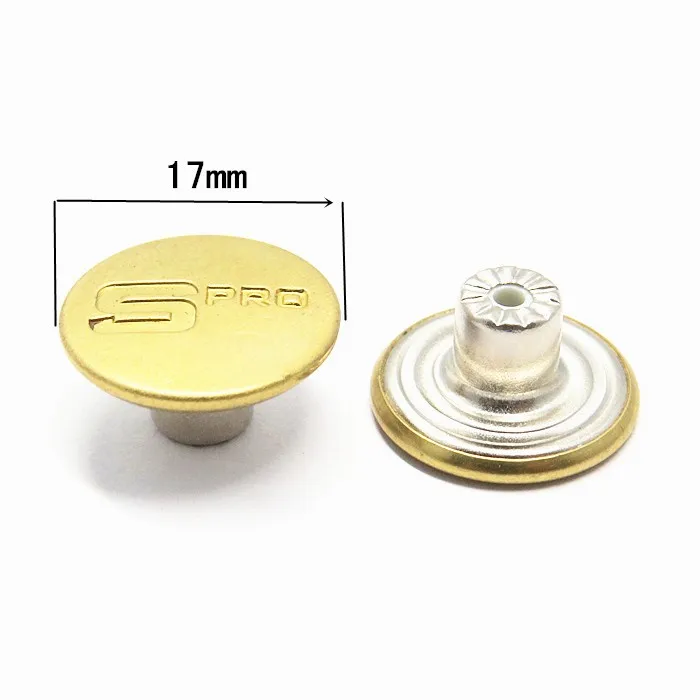 Custom logo and size embossed Snap Button zink alloy Metal Gold Silver Denim Shank Jeans Buttons and Rivets for Jeans clothes