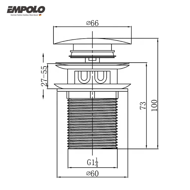 Hot selling brass sink waste with overflow drain pop up faucet accessory wash basin drain pipe