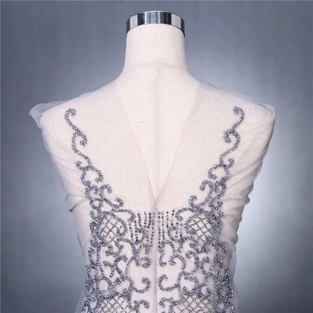 Dra-405 rhinestone crystal stone applique patches bodice patches for wedding dress