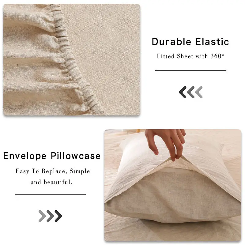 Drap De Lit Juego De Cama 100% Natural Pure Flax Linen Hemp 170 Gsm Linen Duvet Cover Bedding Set
