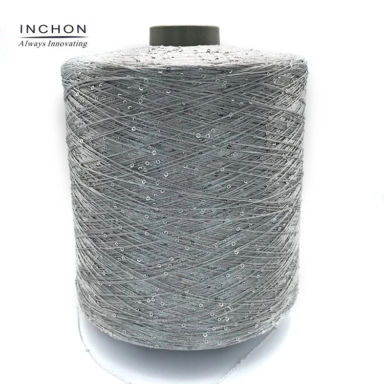 Cheap price fashion polyester sequins yarn fashion flax sequin yarn black white basic color sequin yarn