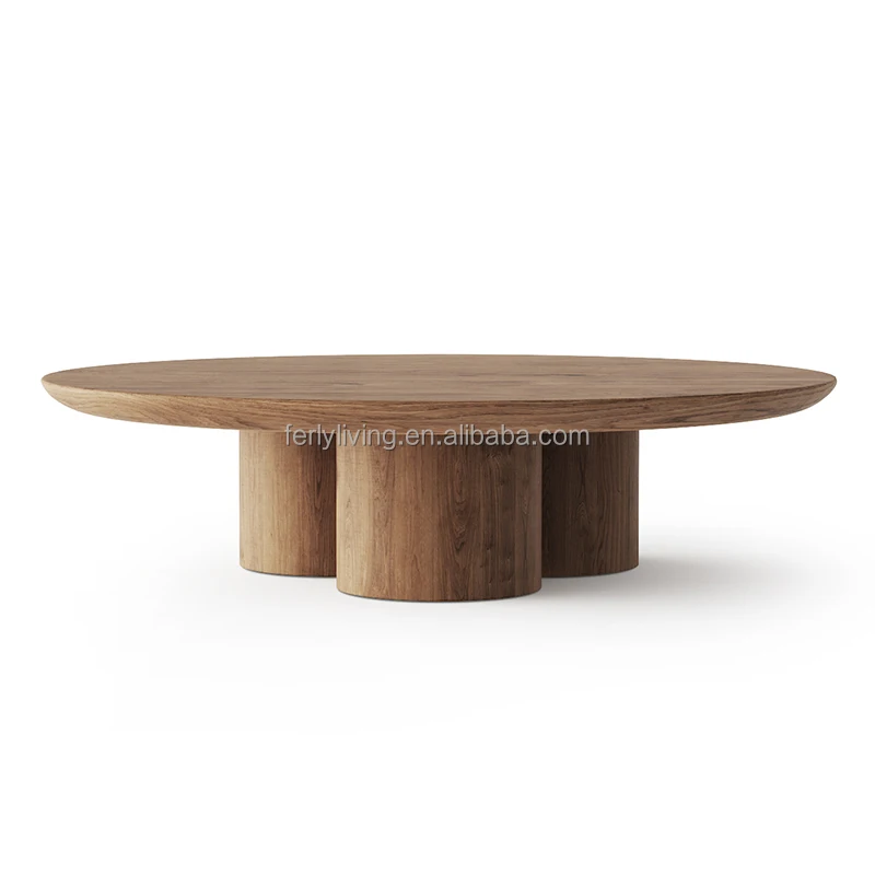 Luxury New Design Modern Solid Wood Round Coffee Table Center Table Commission Color Solid Wooden Legs Tea Table