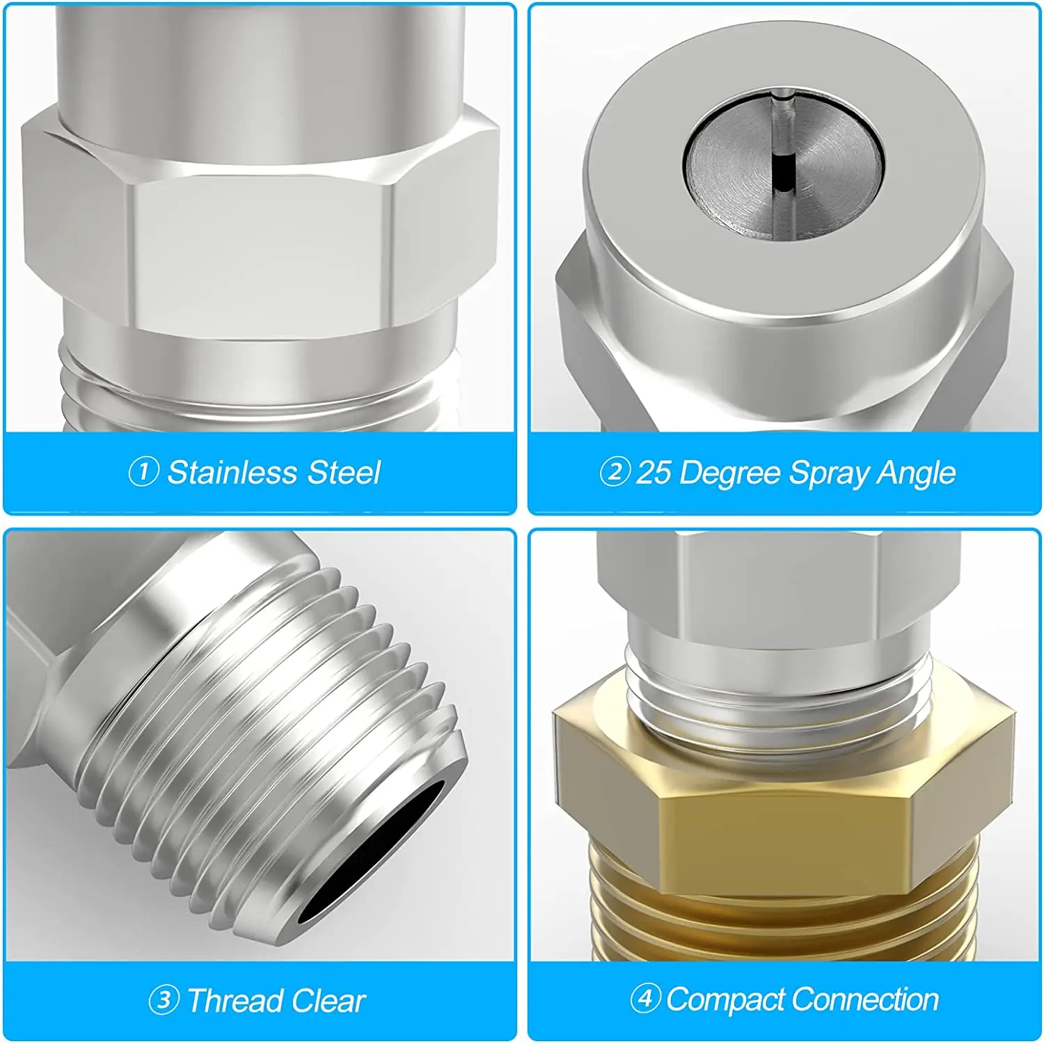 Stainless steel nozzle Full cone nozzle High pressure atomizing nozzle for car washer