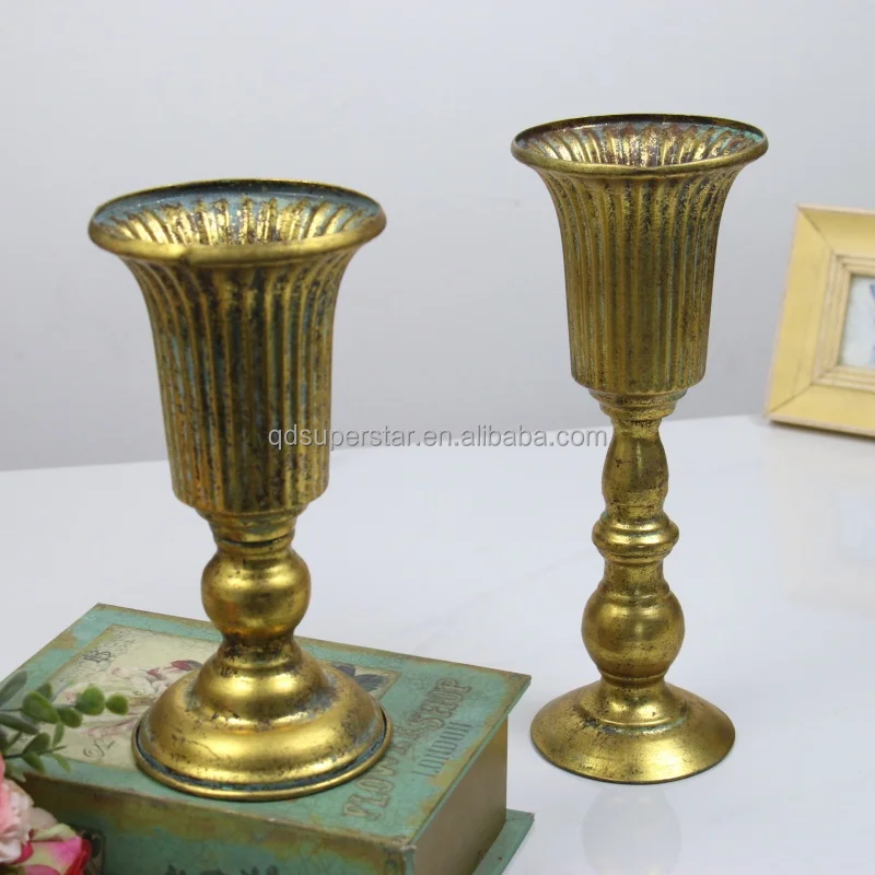 A-290 Modern Event Props Gold Metal Flowers Vase Bouquet Container Wedding Centerpiece Flower Stands for Home Decoration