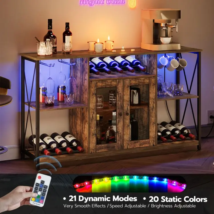 Wholesale Wine Cabinets, HOOBRO Brand Wine Bottle Stand with Wine Glass Holder, Wine Rack with Tall Cup for Home Bar