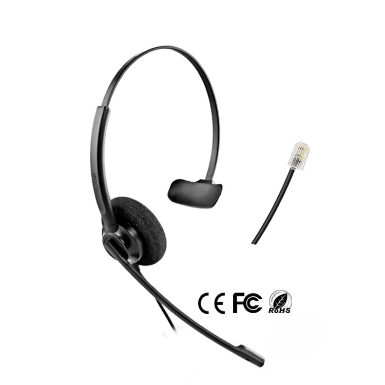Office Wired Headphone Earphone Headset with Microphone RJ9 Plug to Connect with Telephone