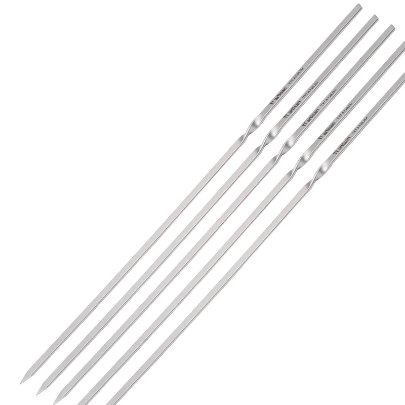 BBQ Skewers V-Shape Skewers titanium Long & Reusable Sticks Barbecue Skewers for Grilling