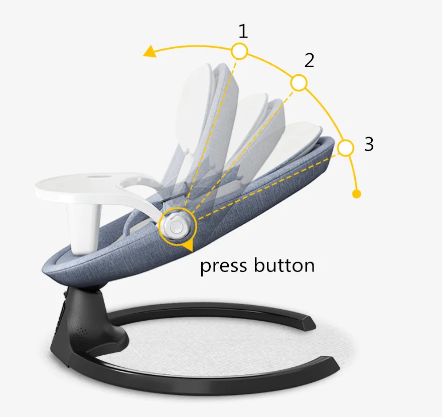Baby electric rocking chair multi-function safe intelligent breathing dining tray with 12 Chinese music