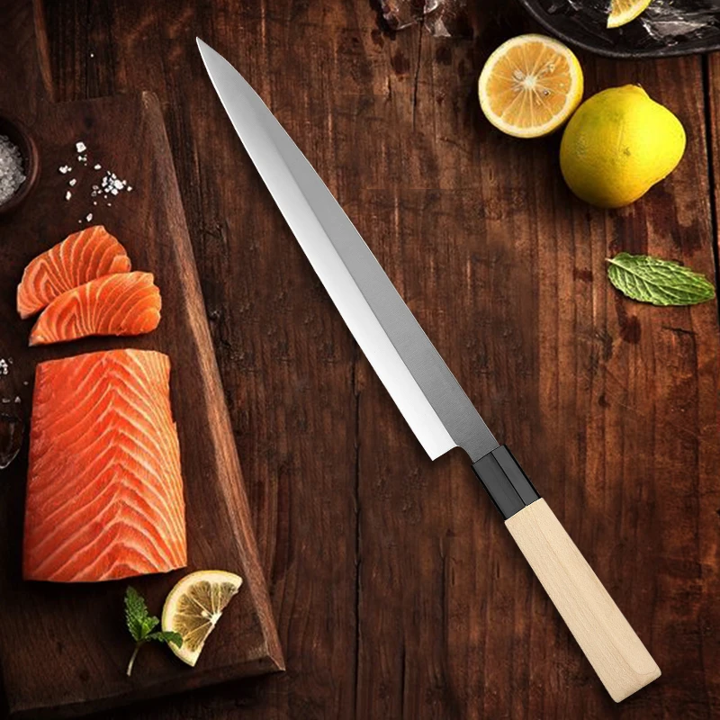 Low MOQ Stainless Steel Kitchen Sushi Knife With Sharpness Fish Fillet Slaughter Kitchen Sushi Knives