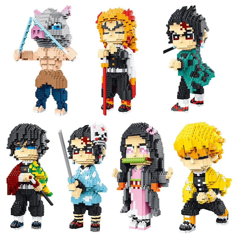 Anime Children s Building Block Set - Tanjirou Nezuko Zenitsu Kyoujurou Building Toys Kids Gift