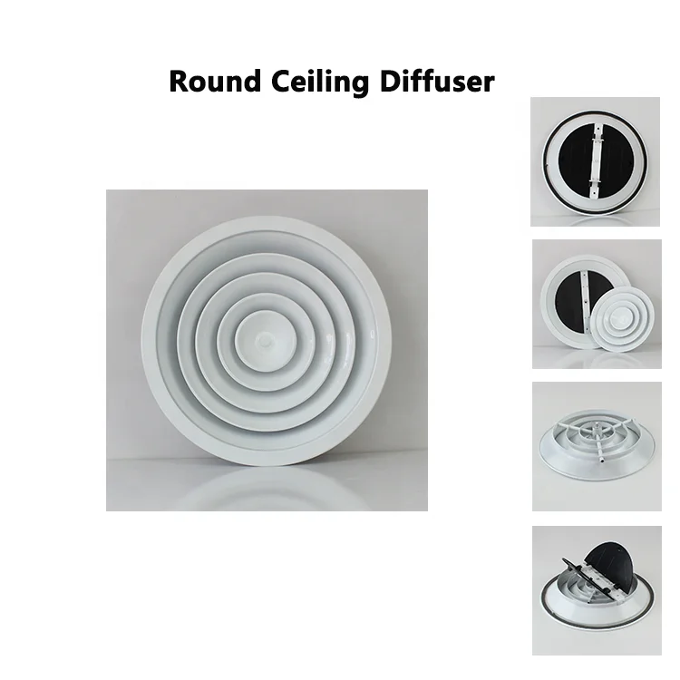 HVAC Ventilation Supply Aluminum Round Ceiling Air Circular Diffusers with Butterfly Damper