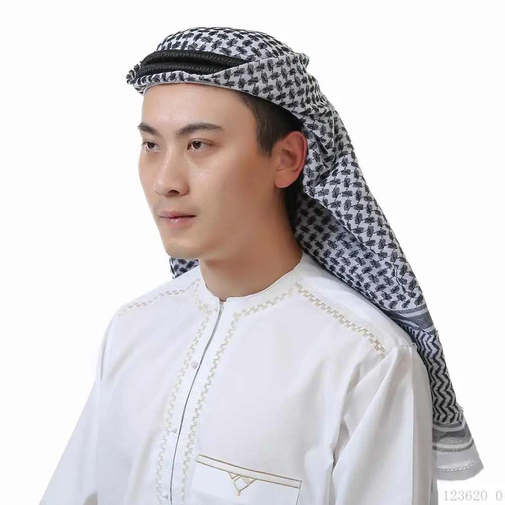 
Muslim male headscarf wrapped head Saudi Arabian Kafiya Keffiyeh travel hijabs with Aqel Rope 