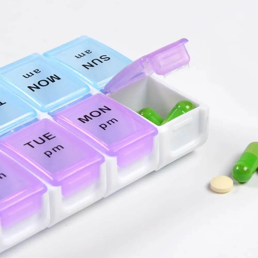 7 Days Promotional Plastic Pill Medicine Storage Box Container with 14 Cases