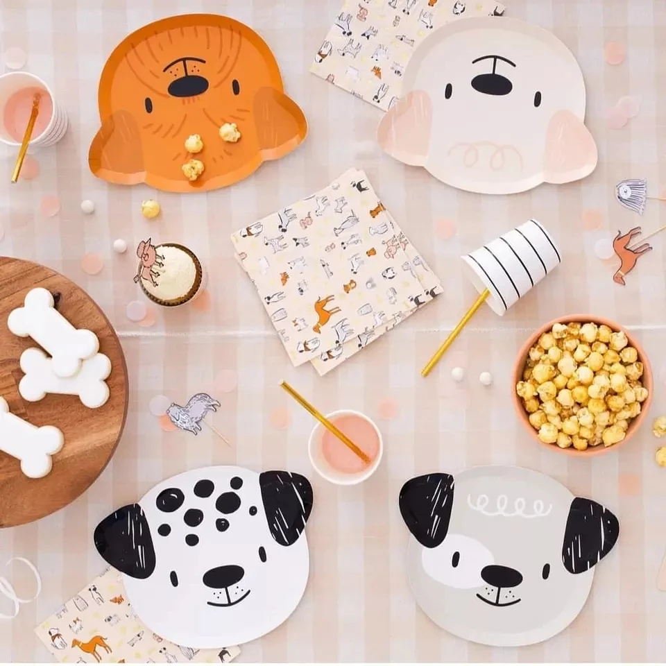 Nicro Custom Animal Woodland forest Themed Party Baby Showers Decor Birthday Theme bear dog Plates Cups Napkins Dinnerware Set