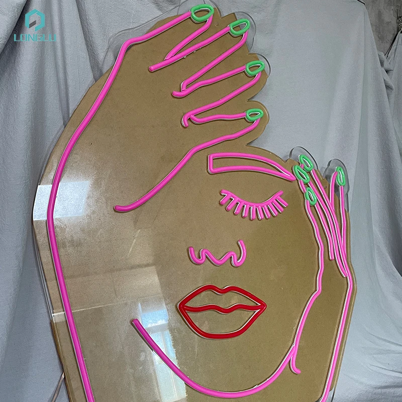 Shop advertising lashes lips hands flex led custom neon sign