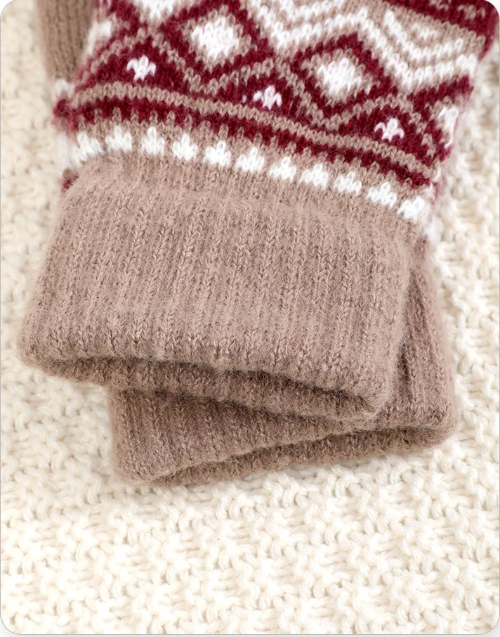 winter jacquard  stretchy knitted unisex warm Touch Screen Knitted Gloves Two Fingers Touch Screen Gloves For Smartphone