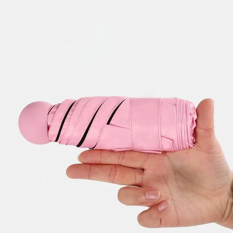 High quality palm size waterproof windproof sun anti uv 5 folding super mini capsule umbrella