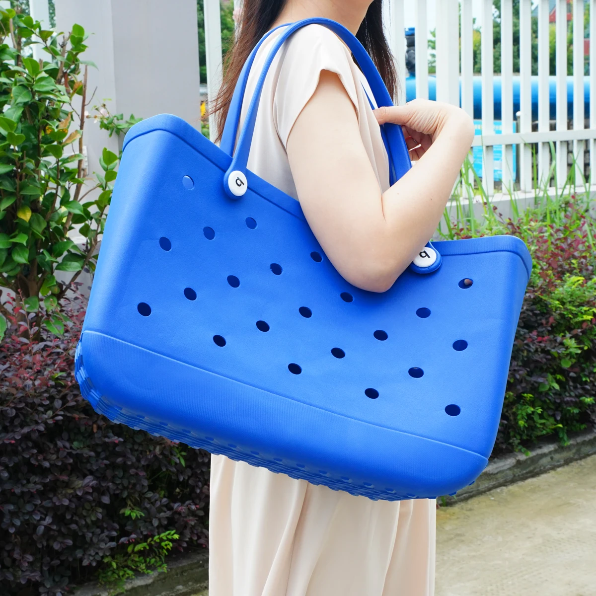 2024 Hot Sale Fashion Travel Summer Rubber Shoulder Waterproof Eva Plastic Handbag EVA Basket Beach Silicone Bogg Tote Bag