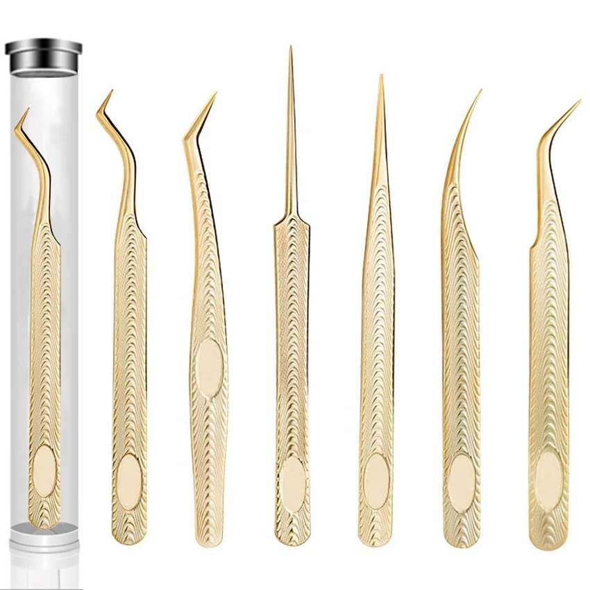 Быстрая доставка, высококачественный Пинцет для объемных ресниц из нержавеющей стали, пинцет для ресниц, пинцет для наращивания ресниц золотого цвета