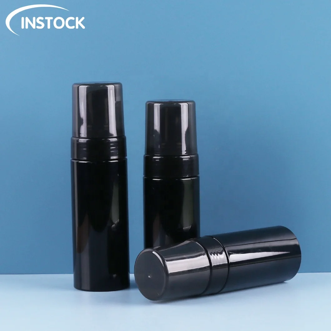 Instock Empty Plastic Foam Cosmetic Packaging 100/120/150/200ml black foaming bottle PET facial cleanser foam mousse pump bottle