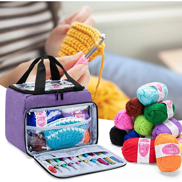 Small Yarn Project Organizer Storage Bag Portable Knitting Tote Bag