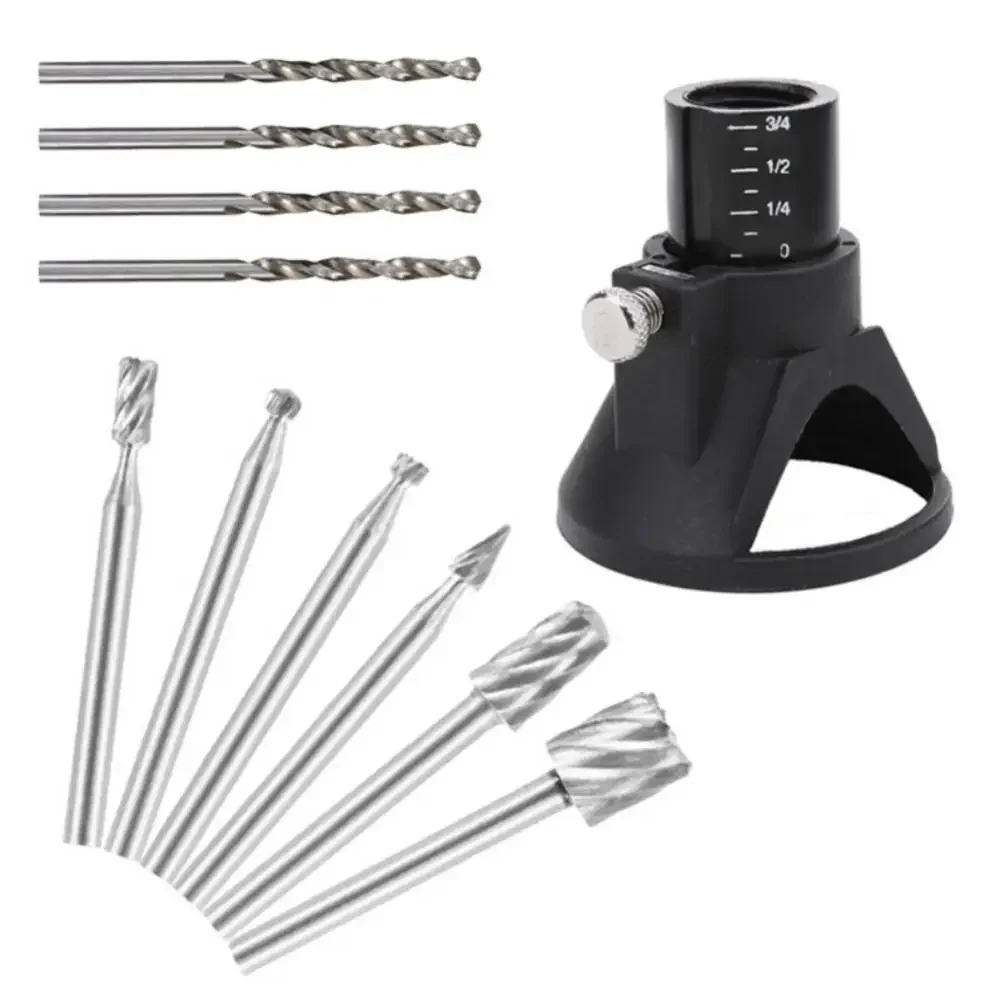 11Pcs Locator Horn Fixed Base Wood Milling Cutter Set Drill Bits Dremel Rotary Tools Accessories