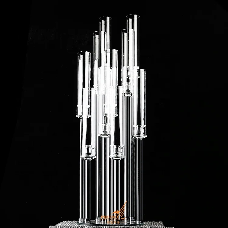 Elegant table centre pieces wedding crystal candelabra event decoration 10 arms glass candle holders centerpieces on sale