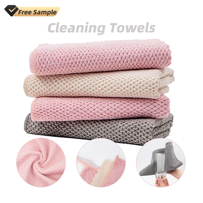 Wholesale Kitchen Coffee Bar Multifunctional Dishwashing Cloth Corn Grain Ultra-Fine Fiber Thickened Absorbent Cleaning Towel