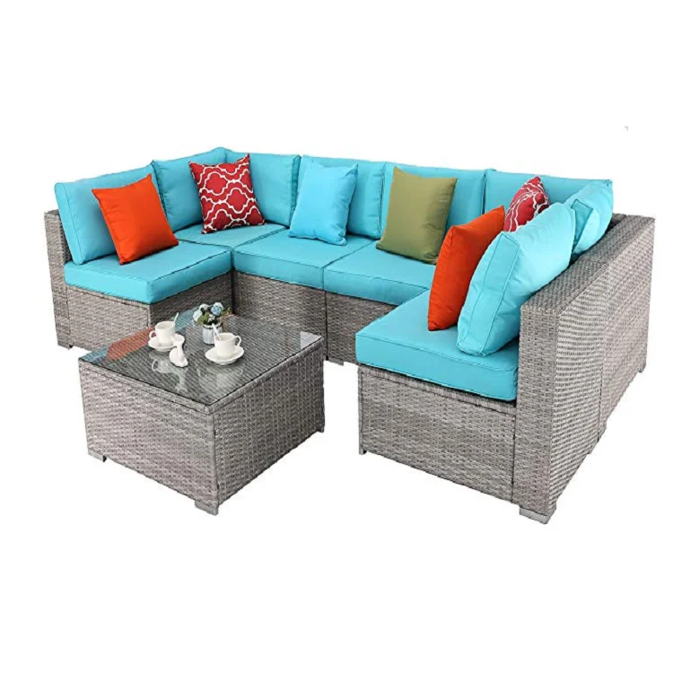 Outdoor Patio Furniture Set Rattan Sofa Outdoor Wicker Patio Sofa Set Outdoor Leisure PE Wicker Lounger Sofa Bed