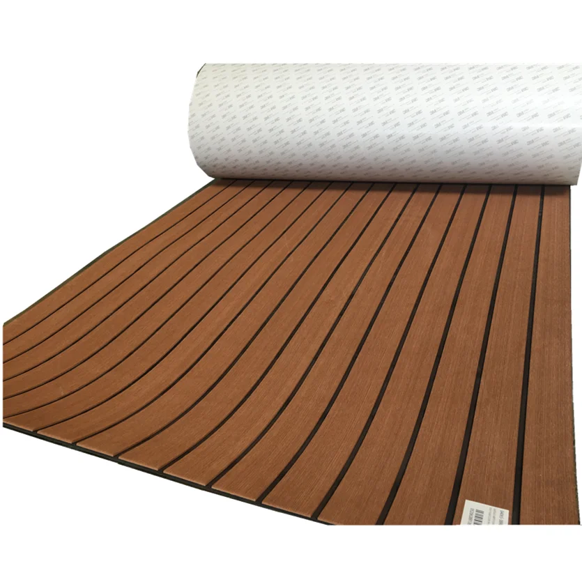 Free Sample Custom 94in*47in 6mm Synthetic Strong Adhesive Foam Teak Sheet Faux Boat Decking Marine Mats Eva Boat Flooring