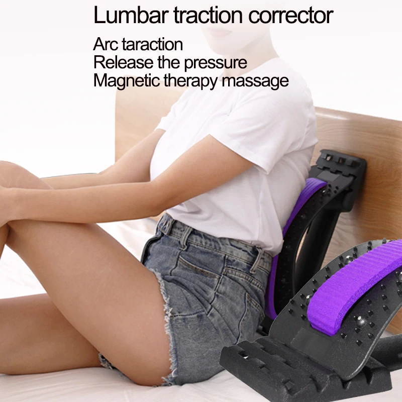 Lumbar Back Waist Relief Massage Stretcher 4 Gears 10 Magnets Magnetic Traction Device Relief Pain Stretcher