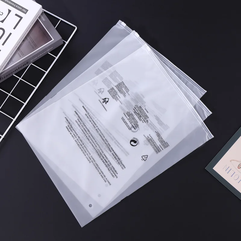 Wholesale Printing Logo Frosted Zipper Packing Plastic Poly Bag Custom Zipper Biodegradable Packaging For Clothing