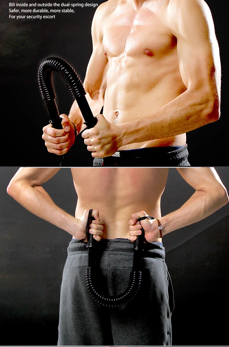 YIWU Home Exercise Arm Muscles Black Spring Arm Strength Bar Chest Expander Fitness Grip Bar