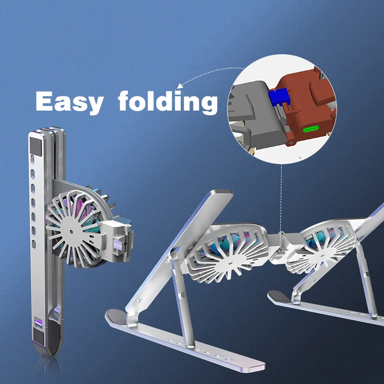 Съемный USB охлаждающий вентилятор компьютерная подставка Складная прочная регулируемая алюминиевая подставка для ноутбука с охлаждающим вентилятором