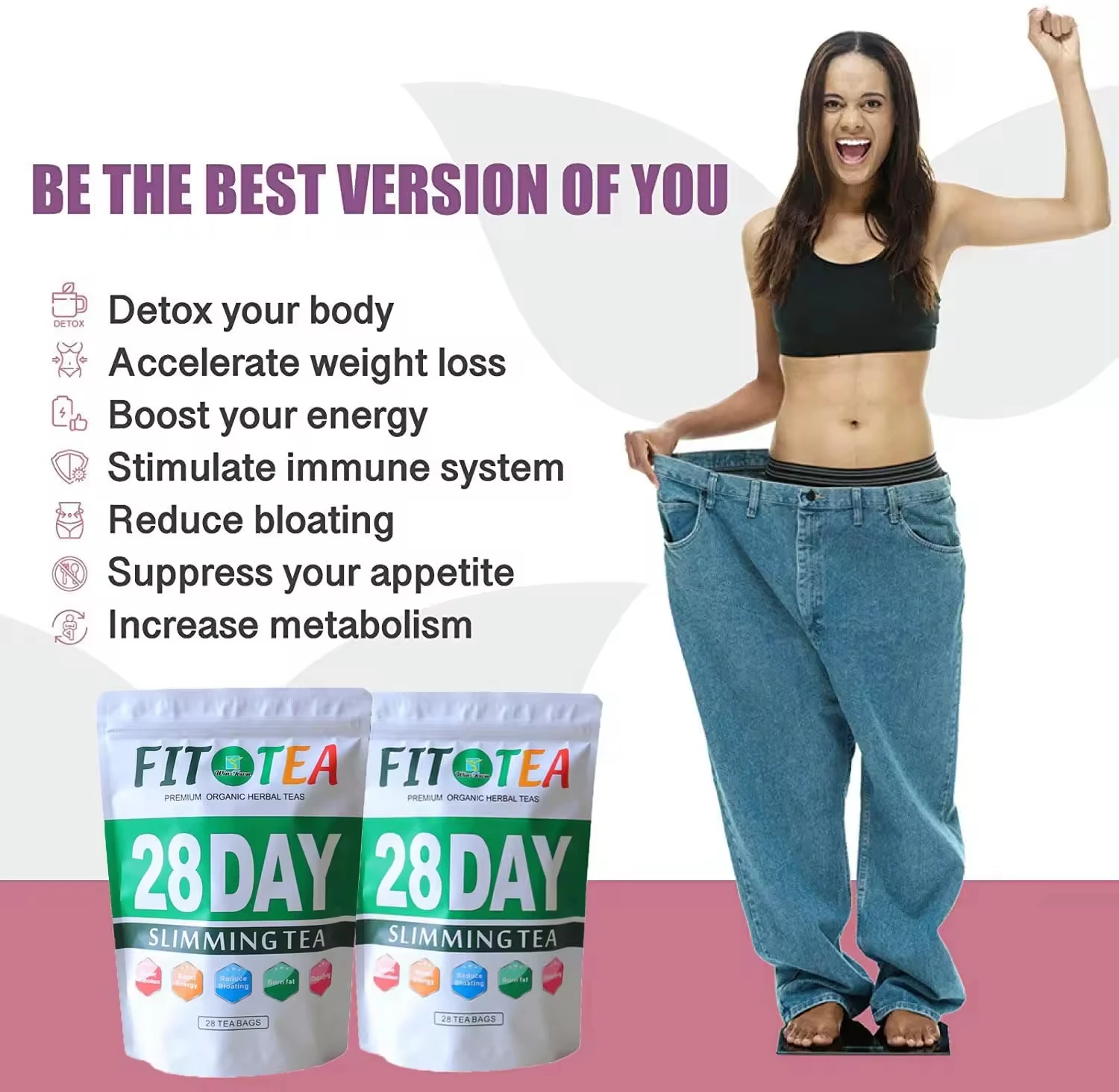 Custom weight loss tea bag Best slimming fast flat Private Label 28 Days Detox burn Tummy Fit Green herbal slim Tea