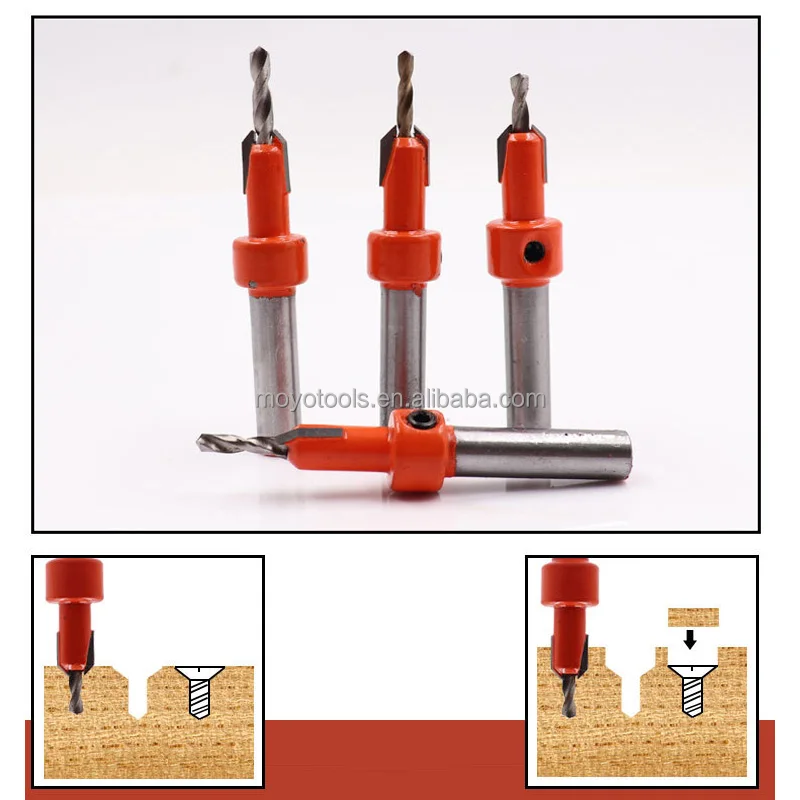 Countersink Drill Bit Set HSS Countersink Screw Countersunk Step Hole Screw 8MM Shank Diameter 8-10mm Woodworking Router Bit