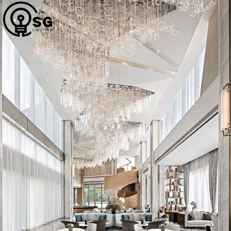 SG Professional Custom Hotel Lobby Banquet Hall Sales Department Villa Decoration Ribbon Chandelier Art Engineering