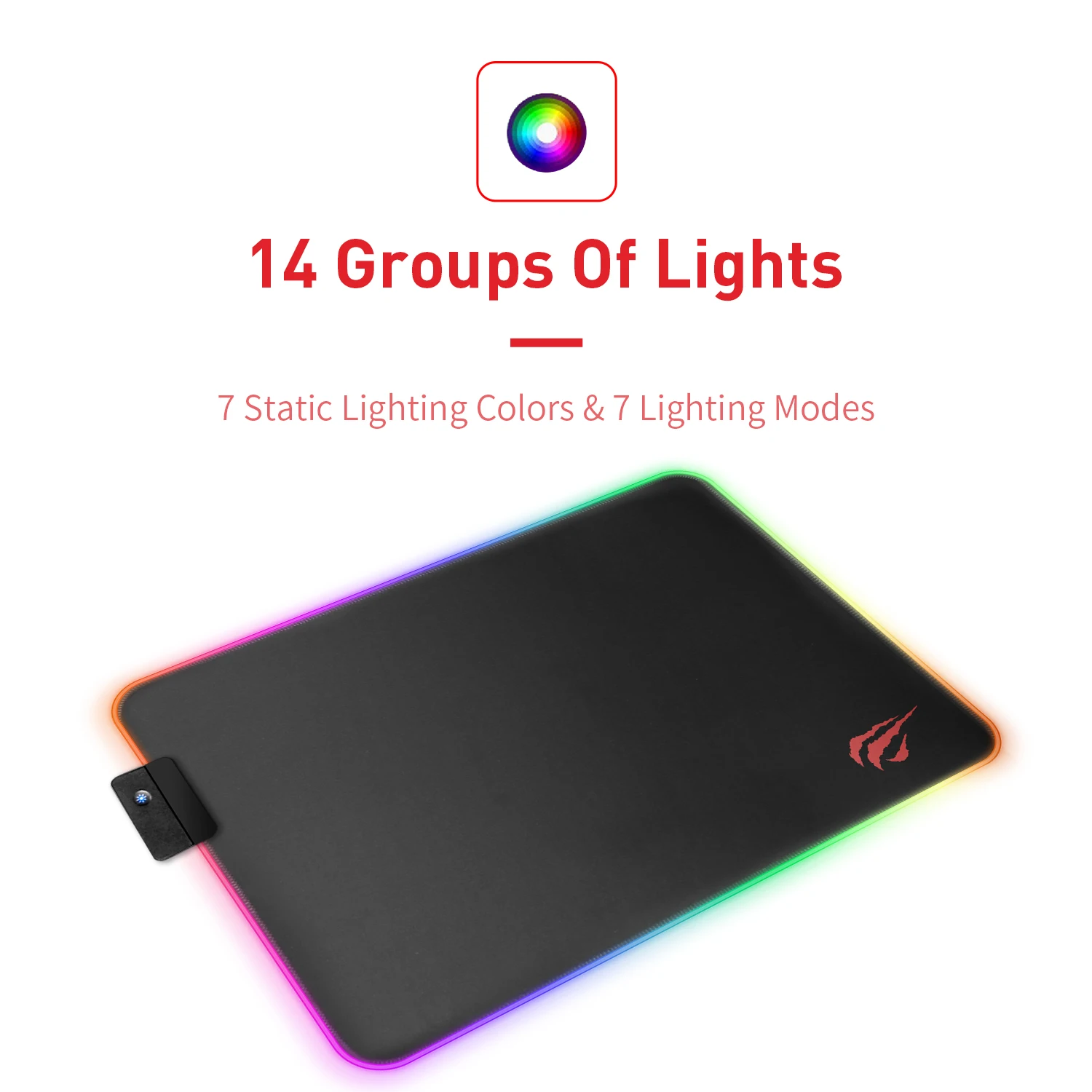HAVIT Led освещение игровой коврик для мыши RGB USB LED Расширенная Подсветка клавиатуры нескользящее одеяло 350*250 /